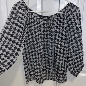 Forever 21 houndstooth sheer blouse
